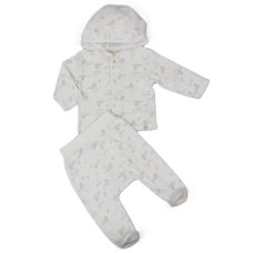 J13813: Baby Unisex Seals Ribbed AOP Jacket & Footed Pant Outfit (0-6 Months)